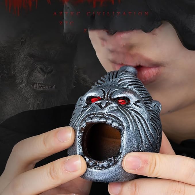 Aztec Death Whistle, Up To125+ Decibels Loud Real Screaming Silbato Azteca Death Whistles Loudest Authentic Human Ehecachichtli Sounding Screams Aztec War Whistle Halloween Costumes Gift (Black)