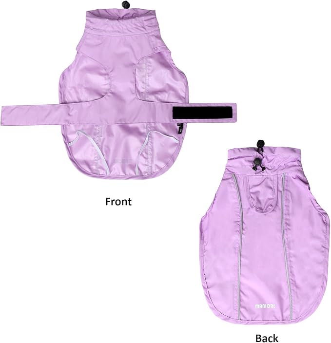 Adjustable Waterproof Dog Raincoat for Dogs,Lightweight Pet Rain Jacket Puppy Clothes with Reflective Strip for Small Medium Large Dogs (Light Purple, Medium)