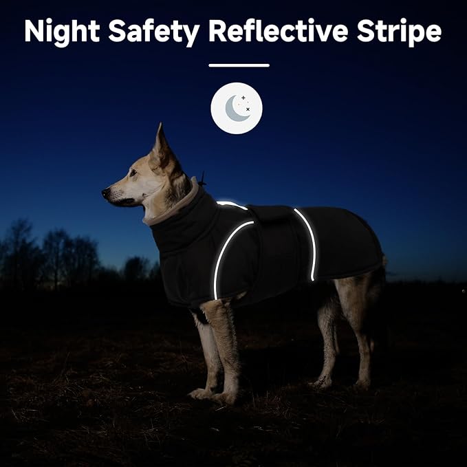 Dog Winter Coat for Small to Large Dogs(XS-XXXL)– Waterproof Windproof Fleece Lined Jacket with Reflective Trim,Pet Vest with Adjustable Buckles, Machine Washable Black L