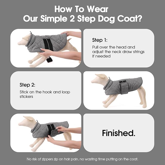 Dog Winter Coat Warm Padded Puppy Jacket Windproof Water Resistant Clothes for Small Medium Large Pets Christmas Sweater Outfit Vest(Grey, 3XL)