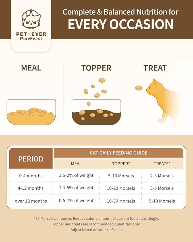 Freeze-Dried Cat Food, 97% Animal Origin Soft Dry Food for Cats Kitten, High Protein Healthy Freeze Dried Cats Raw Treat & Topper (Pork Recipe - 14 Ounce)