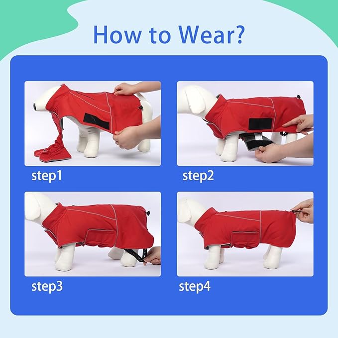 MIGOHI Dog Coat,Dog Jacket Waterproof,Winter Coat Windproof,XXL Fleece Jacket for Dogs Boy Girl,Cold Weather Coats for Dogs Hiking Camping,Golden Retriever,Labrador,Weimaraner,2XL,Red