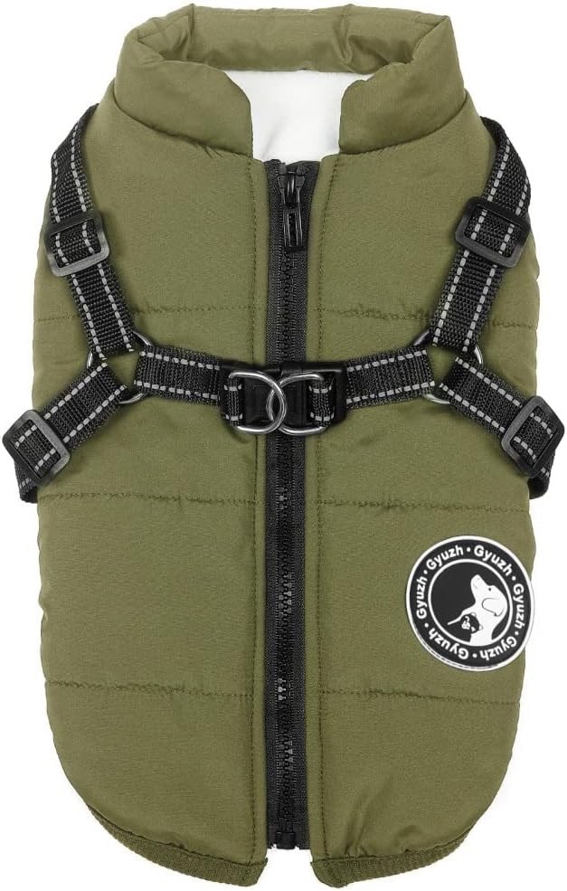 Gyuzh Dog Coat with Harness Puppy Coats Small Dog Harness Jacket Winter Waterproof Jackets for Smal Medium Large Dogs