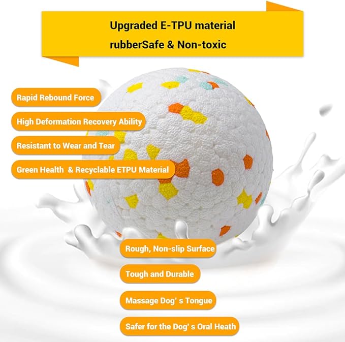 Dog Balls Toys for Aggressive Chewers, Indestructible Durable Bouncy Floating Balls for Dogs to Fetch, Durable Solid Rubber Ball for Training Dog(2 Pack)