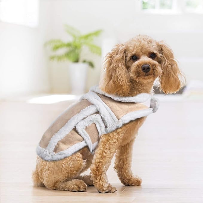 Namsan Dog Sherpa Jacket, Size S, Fleece Dog Vest with Leash Hole, Soft Pet Coat Outfit for Small Medium Large Dogs, Thick Warm Dogs Vest for Cold Weather, Adjustable Magic Tape, Easy to Wear