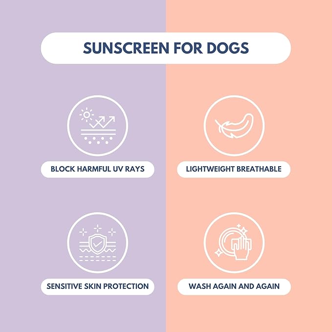 Spark Paws Sunblock Dog T-Shirt, SPF30 Protection, Lightweight Breathable Quick Dry for Dogs with Sensitive Skin - Purple & Peach (Set of 2) - XL