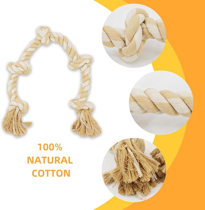 Bmag Dog Rope Toys for Aggressive Chewers, Tough Rope Chew Toys for Medium Large Dogs, Heavy Duty Tough Dog Tug of War Toy with 5 Knots for Teeth Cleaning