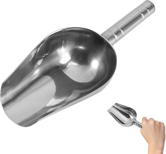 POPETPOP Dog Food Scoop: Stainless Steel Feed Scooper for Pet Dog Cat Dry Food- Multipurpose Metal Scoop for Ice Cookie Flour (1 1/2 Cup, 8.77 Inch)