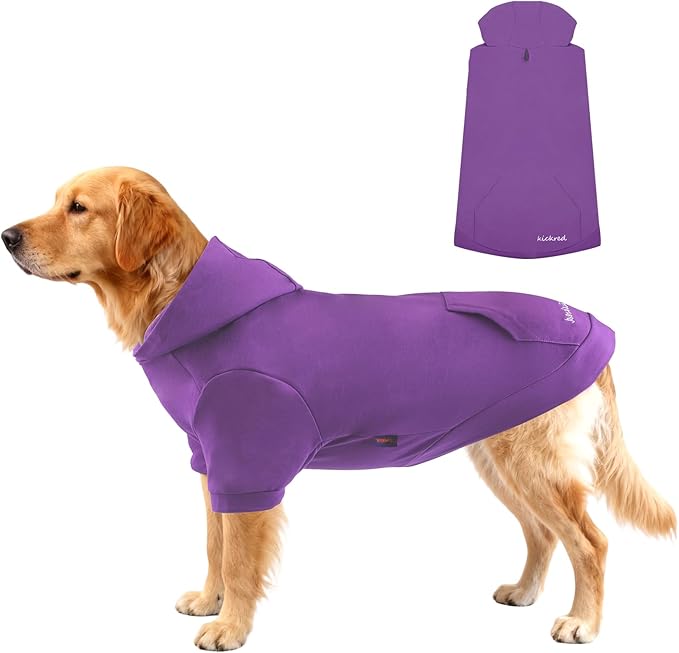 Basic Dog Hoodie Sweatshirts, Pet Clothes Hoodies Sweater with Hat and Leash Hole, Soft Cotton Outfit Coat for Large Medium Small Dogs, Purple (XX-Large)