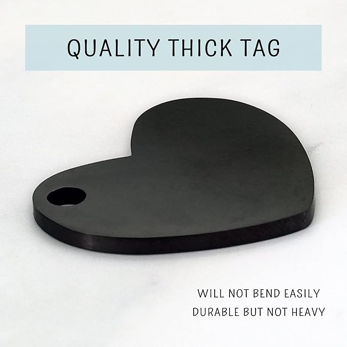 Ultra Joys Cat ID Tag Personalized Pet Tags, Durable Stainless Steel Small Pet Mini Dog Cat Tag Lightweight -Heart Tag in Black
