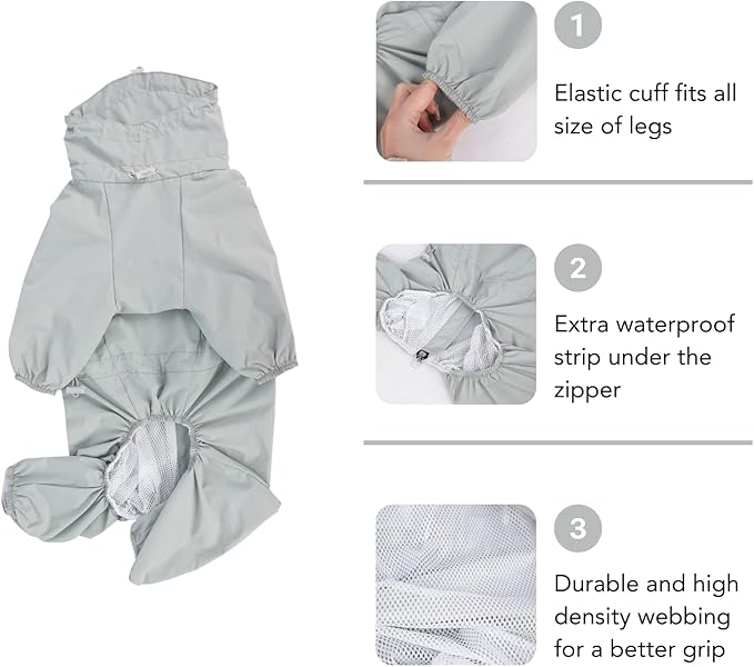Dog Raincoat, Waterproof Coat, Light Weight & Weather Resistant Shell, Full Coverage Rain Jacket with Legs, Including Storage Bag, for Small Breed(X-Small)