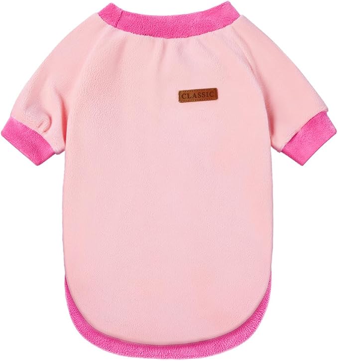 GreenJoy Classic Fleece Dog Sweater – Soft & Warm Stretchy Sweatshirt for Small Dogs & Cats, Cold-Weather Pullover for Everyday Wear (Light Pink, Large)