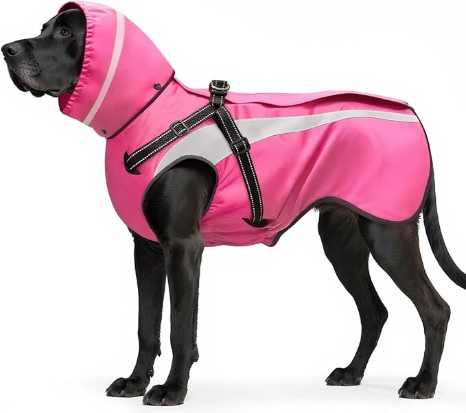 Mosucoirl Dog Raincoat Waterproof Raincoats for Dog Reflective Dogs Rain Jackets with Hood Hoodie Pet Rain Poncho Coat for Small Medium Large Dogs Puppies S-XXL (Pink, XL)