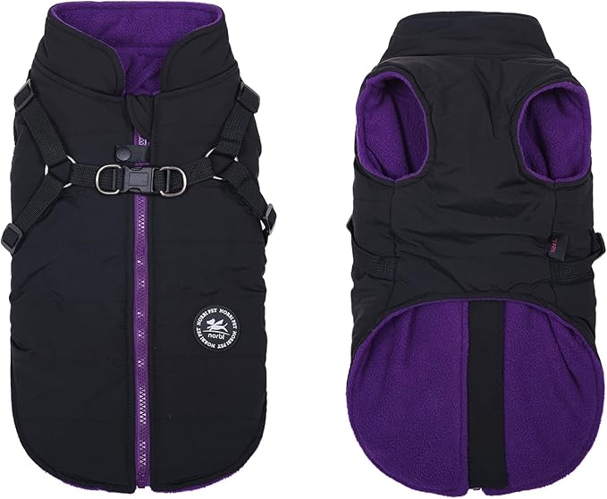 Norbi Pet Warm Jacket Small Dog Vest Harness Puppy Winter 2 in 1 Outfit Cold Weather Coat XS