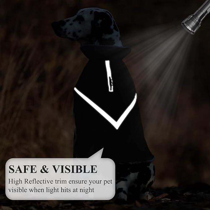 VIVAGLORY Snowrap Dog Coat, Jacket with Harness Hole & Velcro Closure, Dog Coat for Winter & Cold Weather, Fluffy Warm Fleece Lined Reflective Water Resistant for Puppy, XS, Black