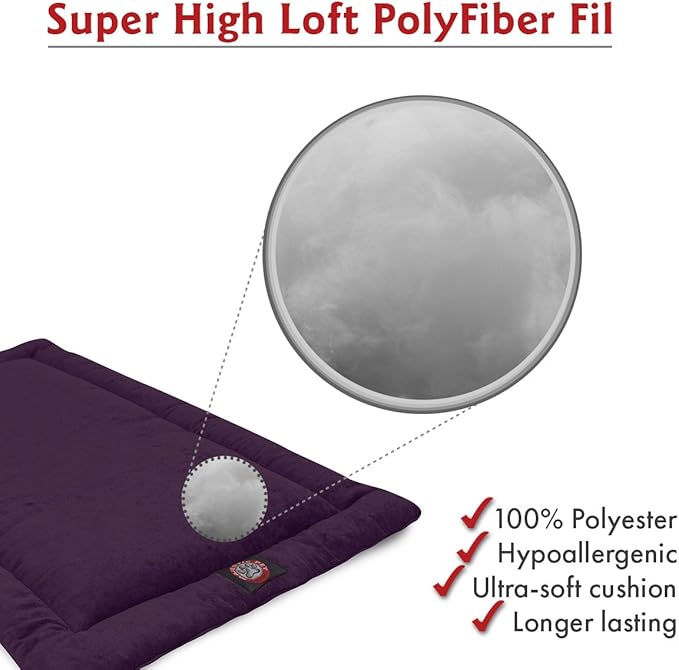 Majestic Pet Dog Crate Mat - Machine Washable Soft Plush Pet Bed Pad for Crates & Kennels USA Crafted 24"x18" Villa Aubergine