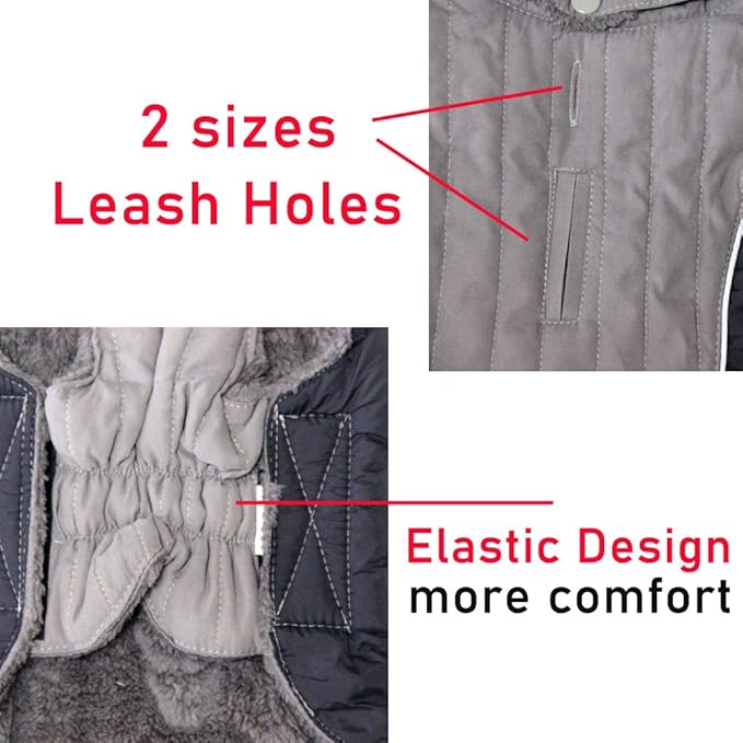 Fleece Dog Hoodie for Small Dogs Super Warm Puppy Jacket for Cold Winter Dog Coats,Grey S