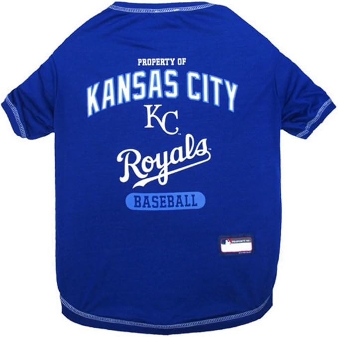 MLB Kansas City Royals Dog T-Shirt, X-Small. - Licensed Shirt for Pets Team Colored with Team Logos. - Premium Stretchable Materials for The Comfort of Your Dog & cat.