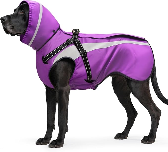Mosucoirl Dog Raincoat Waterproof Raincoats for Dog Reflective Dogs Rain Jackets with Hood Hoodie Pet Rain Poncho Coat for Small Medium Large Dogs Puppies S-XXL (Purple, M)