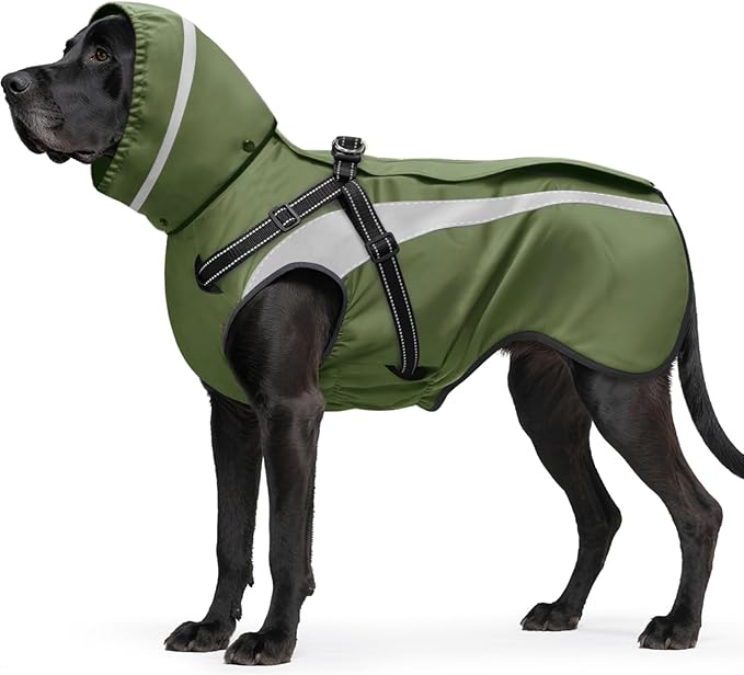Mosucoirl Dog Raincoat Waterproof Raincoats for Dog Reflective Dogs Rain Jackets with Hood Hoodie Pet Rain Poncho Coat for Small Medium Large Dogs Puppies S-XXL (Green, S)