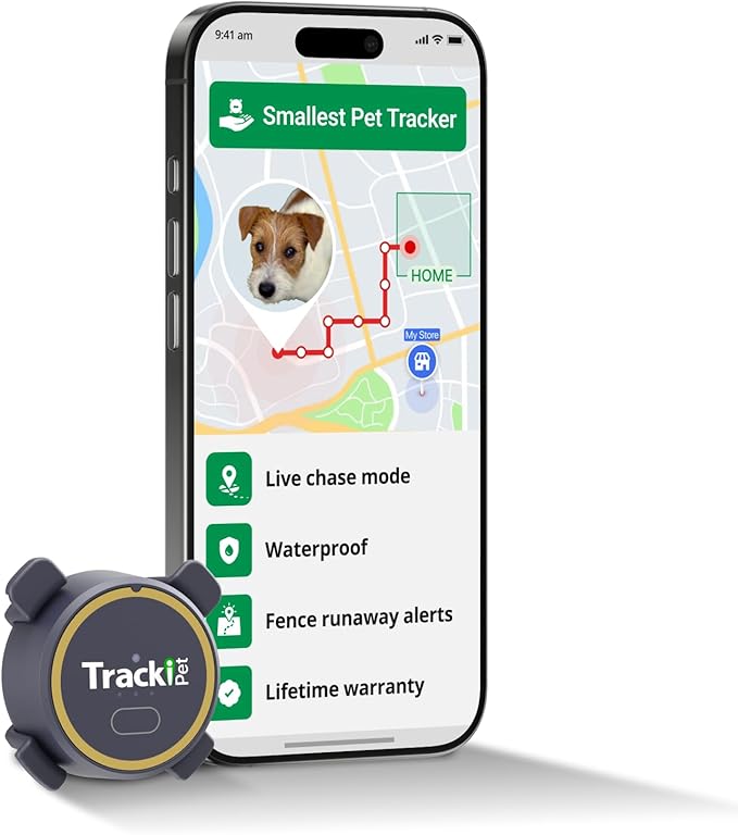 Dog GPS Tracker - Real-Time Tracking Device - Smart Alerts & Geo-Fence - Collar-Compatible, Waterproof - Long-Life Battery - App Works with iOS & Android (Subscription Required) (Tracker for Dogs)