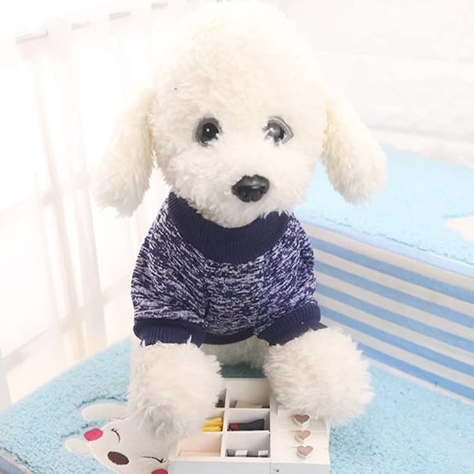 Idepet Pet Dog Classic Knitwear Sweater, Fleece Coat for Small,Medium Dog,Warm Pet Dog Cat Clothes,Soft Puppy Customes 2 Color (XXL, Navy)