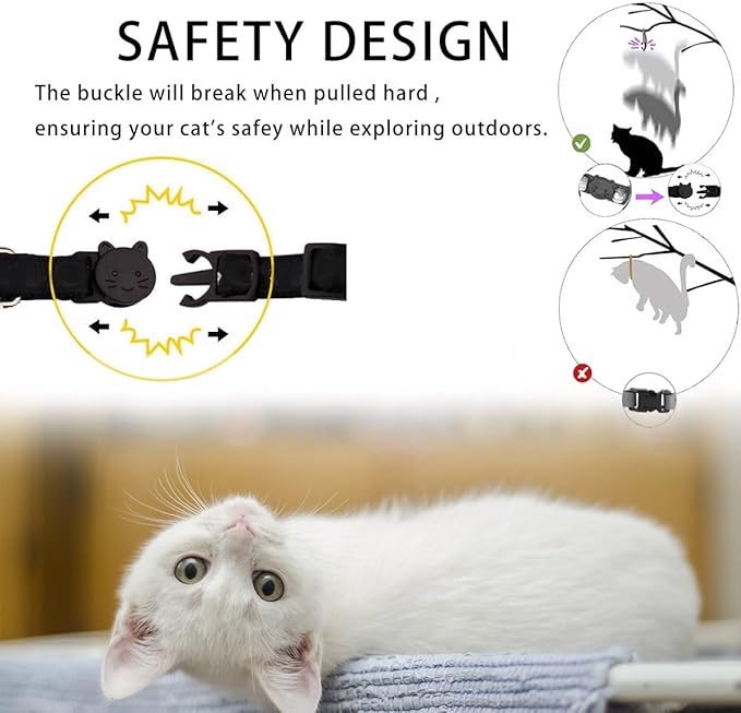 4 Pack Cotton Breakaway Cat Collars with Bell, Safety Adjustable Cat Collars Set,Ideal for Girl Cats Boy Cats (Cute Floral)