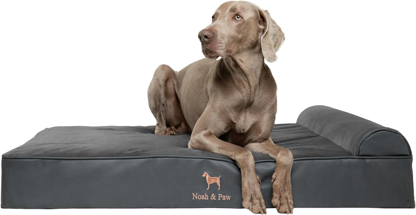 NOAH & PAW XL Dog Bed, 45x35x9.1 Inch, Orthopedic Large Dog Beds, Eggshell Memory Foam Infused with Cooling Gel, Waterproof, Machine Washable, Includes Inner Cover (Faux Leather)