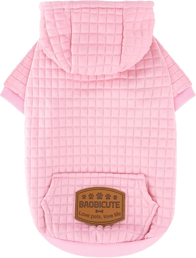 2 Pack Dog Hoodie Sweaters for Small Medium Dogs Warm Dog Clothes for Large Dogs Soft Waffle-Like Laminated Sweatshirt Bulldog (Pink, M (Back: 15.5",Chest: 21.6", Neck: 13"))