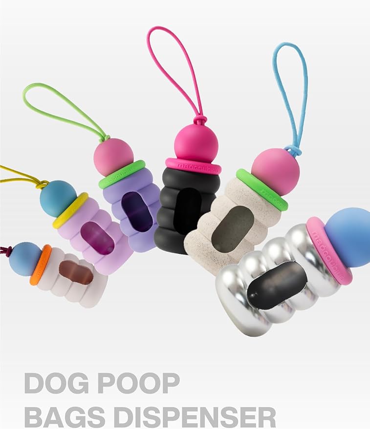 Dog Waste Bag Dispenser Pet Poop Bags Holder for Leash Lightweight Doggie Waste Bags Dispensers with Leash Attachment Includes 15 Bags(Silver)