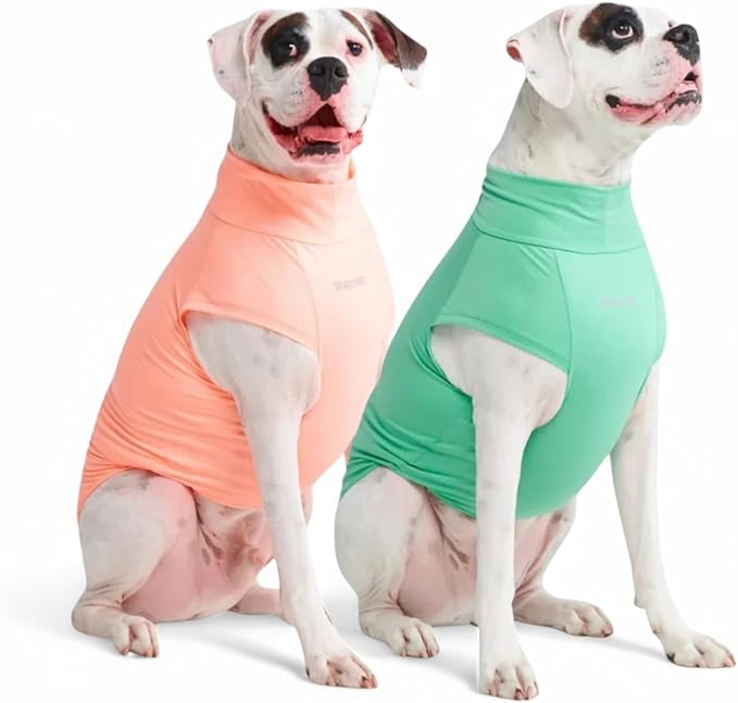 Spark Paws Sunblock Dog T-Shirt, SPF30 Protection, Lightweight Breathable Quick Dry for Dogs with Sensitive Skin - Peach & Mint (Set of 2) - 4XL