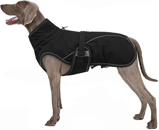 Warm Dog Coat for Winter,Waterproof Jacket with Zipper,Detachable Dog Coat with Adjustable Buckle,Comfortable Jacket for Dogs in Cold and Windy Days.2XL Black