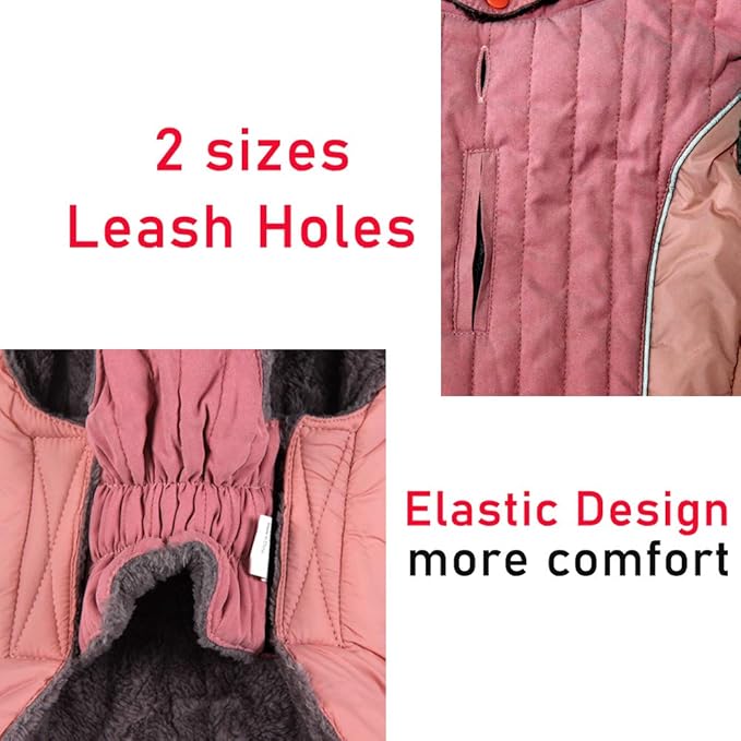 Fleece Dog Hoodie for Large Dogs Super Warm Doggie Jacket for Cold Winter Dog Coats,Pink XXL