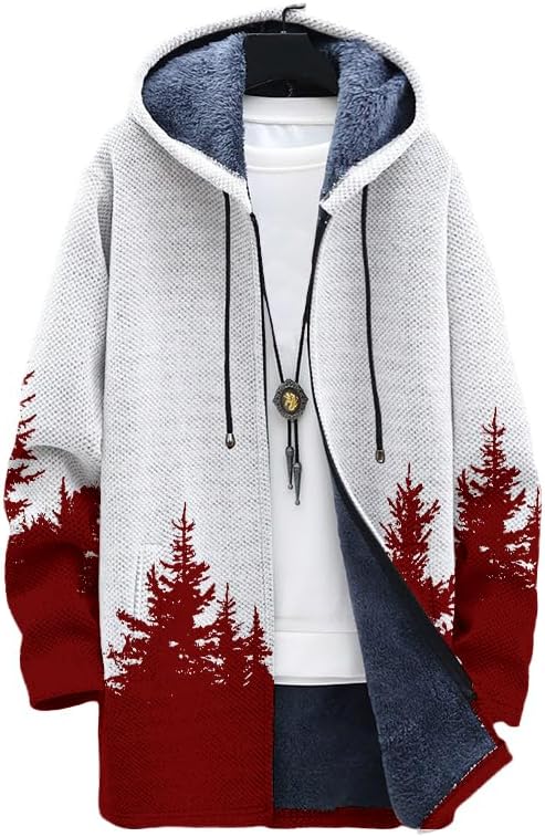 Oversized Full Zip Hoodie for Men Sherpa Fleece Lined Jacket with Hood Soft Warm Winter Coat with Pockets