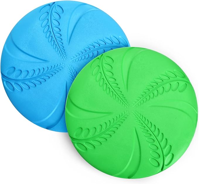 Nobleza 2 Pack Dog Flying Disc Flexible Floatable Dog Disc Toy for Long-Distance Flies and Floats， Lightweight Soft Flying Discs Toy for Small Medium Large Dogs to Fetch & Catch， Blue & Green