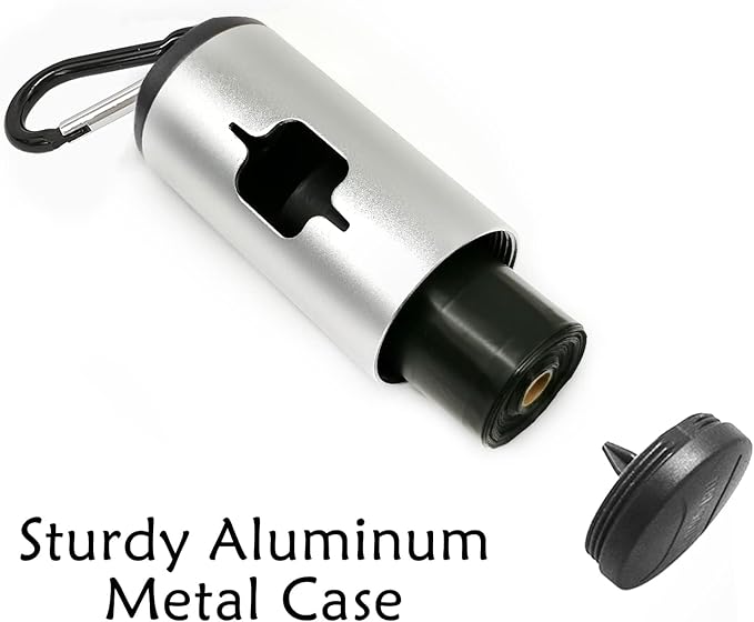 Metal Dog Poop Bag Holder Aluminum Dispenser for Leashes, Hiking & Travel, Lightweight Scratch-Resistant with 3 Attachments and 195 Bags (Silver, 2 Holder 30 Bags)