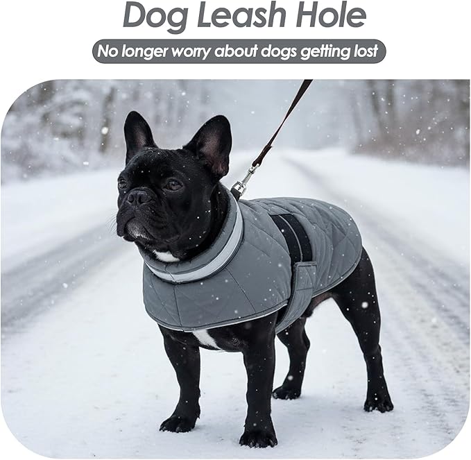 Dog Winter Coat Warm Padded Puppy Jacket Windproof Water Resistant Clothes for Small Medium Large Pets Christmas Sweater Outfit Vest(Grey, L)