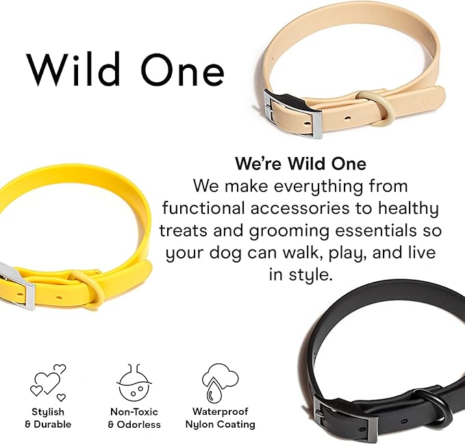 Wild One Dog Collar, The Original Easy-Clean, All Weather Flex-Poly Strap with Metal, Durable, Dirt and Odor Resistant, Size XL, Black