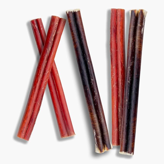 Bully Sticks 12" — 5 Count | Natural Single-Ingredient, Long-Lasting Dog Chews for Medium & Large Dogs; Dental Support, Power-Chewer Treats