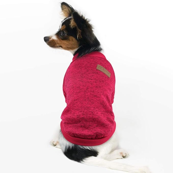 Idepet Pet Dog Classic Knitwear Sweater Fleece Coat Thickening Warm Pup Dogs Shirt Winter Dog Cat Clothes Puppy Customes Clothing for Small Dogs (XXS， WineRed)
