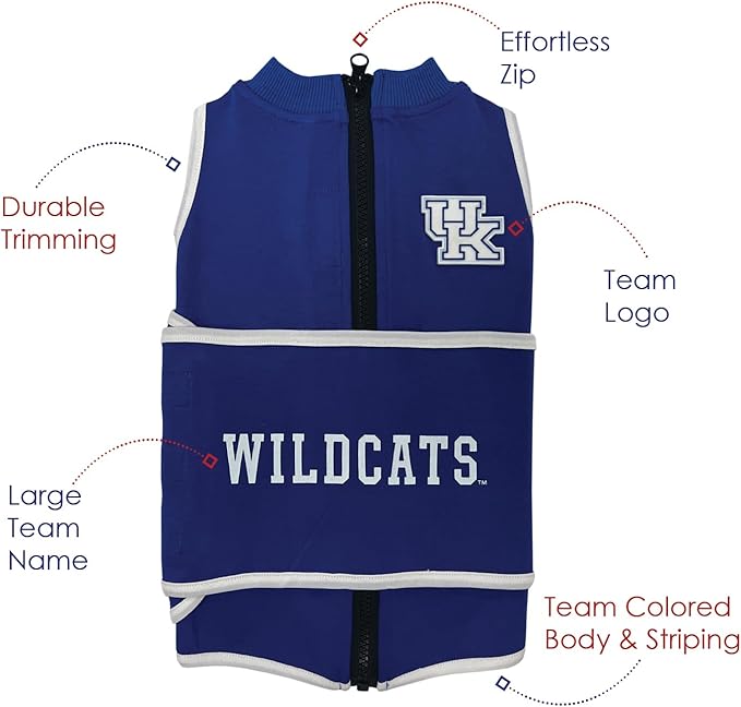 NCAA Kentucky Wildcats Dog Anxiety Shirt Calming Soothing Vest for Dogs Cats with Anxiety, Fears, Fireworks, Loud Noises, Dark, Lonely Keeps Dogs Calm & Feeling Safe, Relaxing Jacket, X-Small