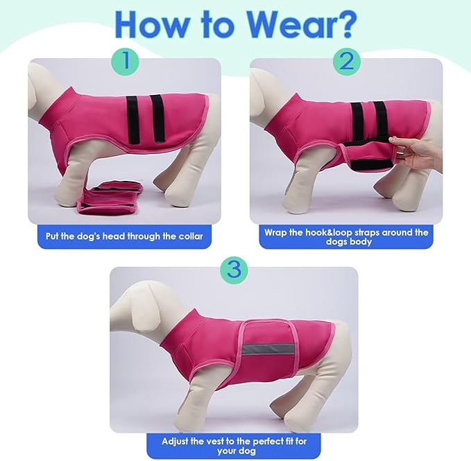 MIGOHI Dog Anxiety Relief Coat,Comfort Anxiety Vest for Dogs,Adjustable Anxiety Calming Wrap for Fireworks,Thunderstorms,Travel, Separation, Dog Anxiety Jacket for Small Dogs,S,Rosered