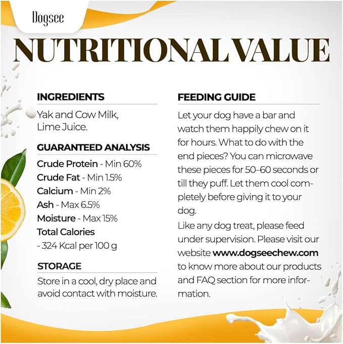 Dogsee Original Yak Cheese Himalayan Dog Chews 1lb (Large - 4 Bars) | 100% All Natural | Dog Treats Large Breed | Dog Chews Long Lasting for Aggressive Chewers | High Protein Dental Sticks