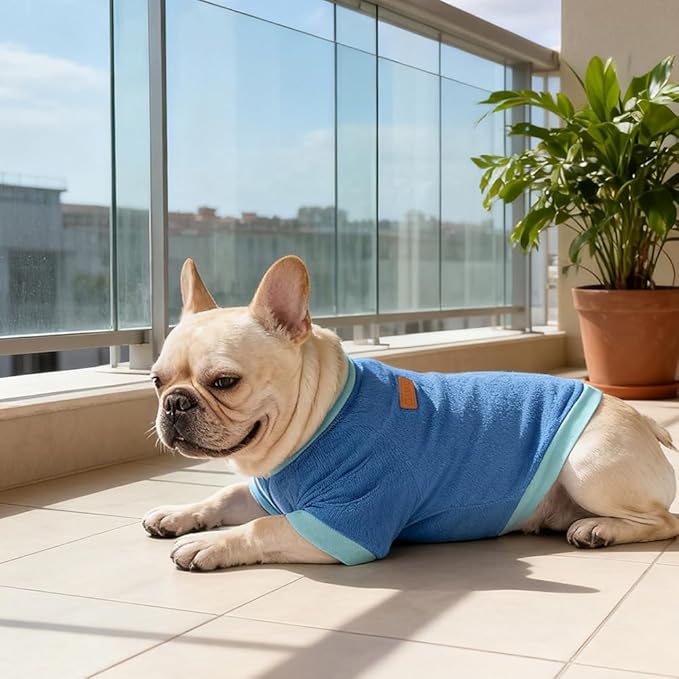 GreenJoy Classic Fleece Dog Sweater – Soft & Warm Stretchy Sweatshirt for Small Dogs & Cats, Cold-Weather Pullover for Everyday Wear (Dark Blue, Small)