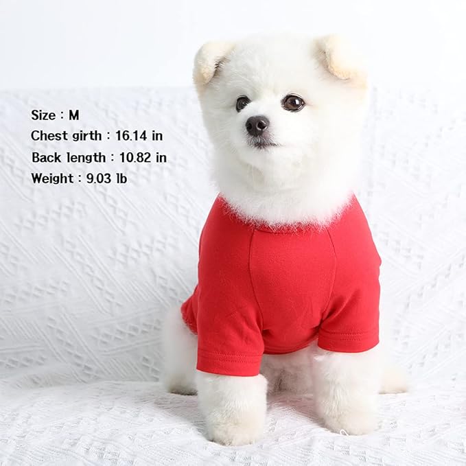 Dog Shirt for Small Dogs Plain T-Shirts Soft Breathable Dog Cotton Shirt pet Clothes (Small, Red)