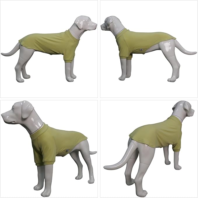 Lovelonglong Ribbed Dog T-Shirt Cotton Knitted Dog Sweaters for All Season Pet T-Shirts for Large Medium Small Dogs Chartreuse XS