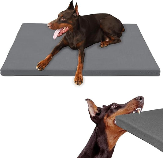 Durable Outdoor Waterproof Dog Bed up to 60 lbs Large Dogs Chew Resistance Dog Crate Mat Washable Cover
