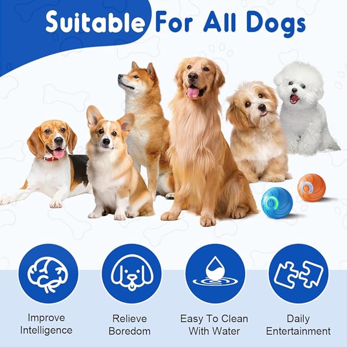 2025 New Dog Ball for Large Dogs, 2PCS Interactive Dog Ball Toy Vibrating Balls, Smart Shaking Pet Bounce Electric Balls Automatic Moving Pet Toy for All Dogs (#B1)