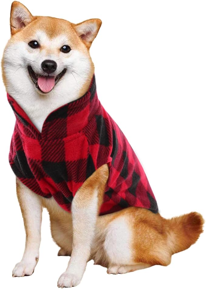 KAMA BRIDAL Spring Autumn Winter Coat Pullover Fleece Vest for Cats Small and Medium Dogs Thin Sweater Red & Black Plaid (Red, XS)