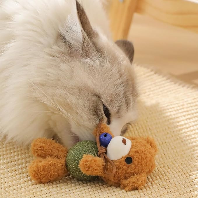 Cat Toys with Catnip Kitten Chew Bite Supplies Boredom Relief Fluffy Kitty Teeth Cleaning Chewing Cat Lovers Interactive Plush Gift (New Forg)